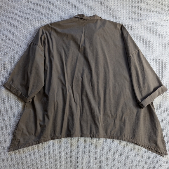 Eleven Stitch Design Top Brown Tunic Oversized Small Button Up 3/4 Sleeve USA - Picture 2 of 11